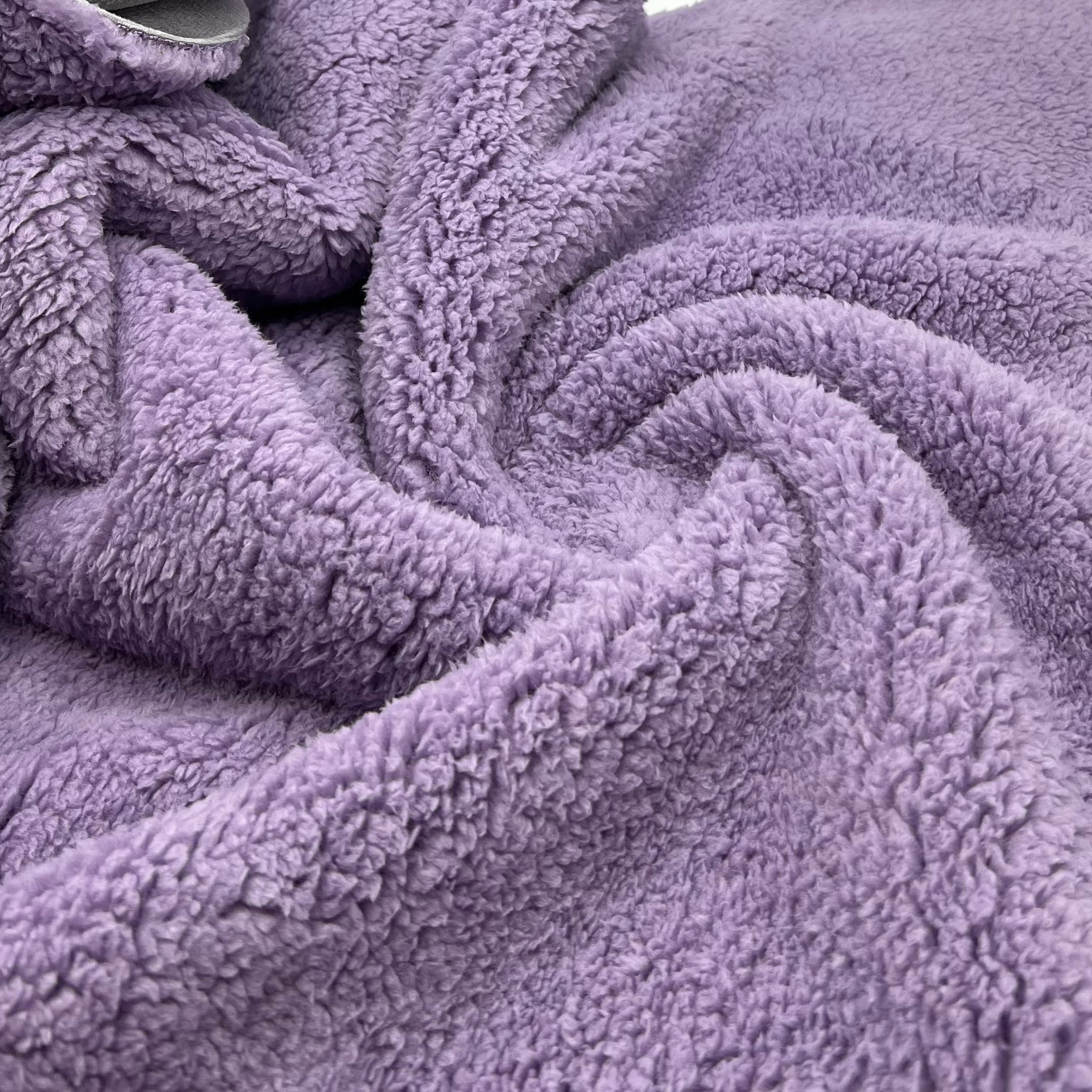 Lilac Grey Luxury Sherpa Backed Fleece Fluffy Faux Fur Fabric L